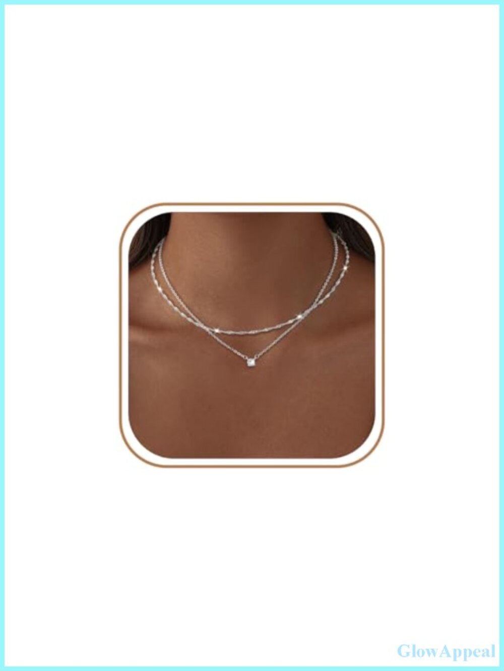 14K Gold Plated Cubic Zirconia Layered Necklace Set Adjustable Women's
